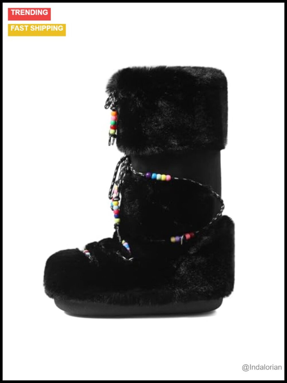 Faux Fur Knee High Snow Boots Fuzzy Mid-Calf Winter Boots